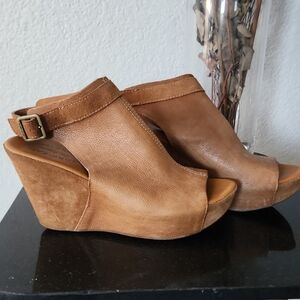 Kork-Ease Tan Leather Wedge Sandals